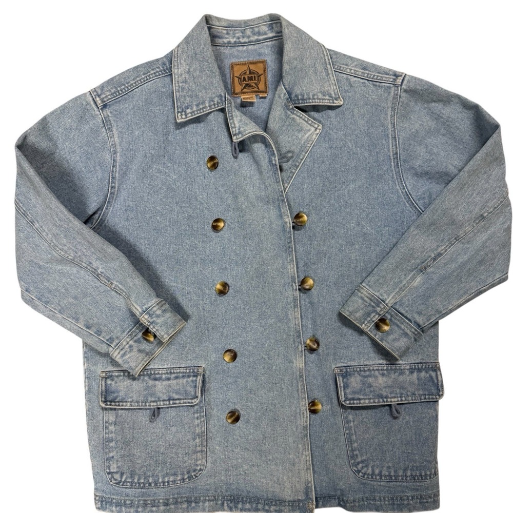 Vtg 90's A.M.I Alexandre Mattiussi Vintage‎ Light Denim Chore Jacket Field Sz L